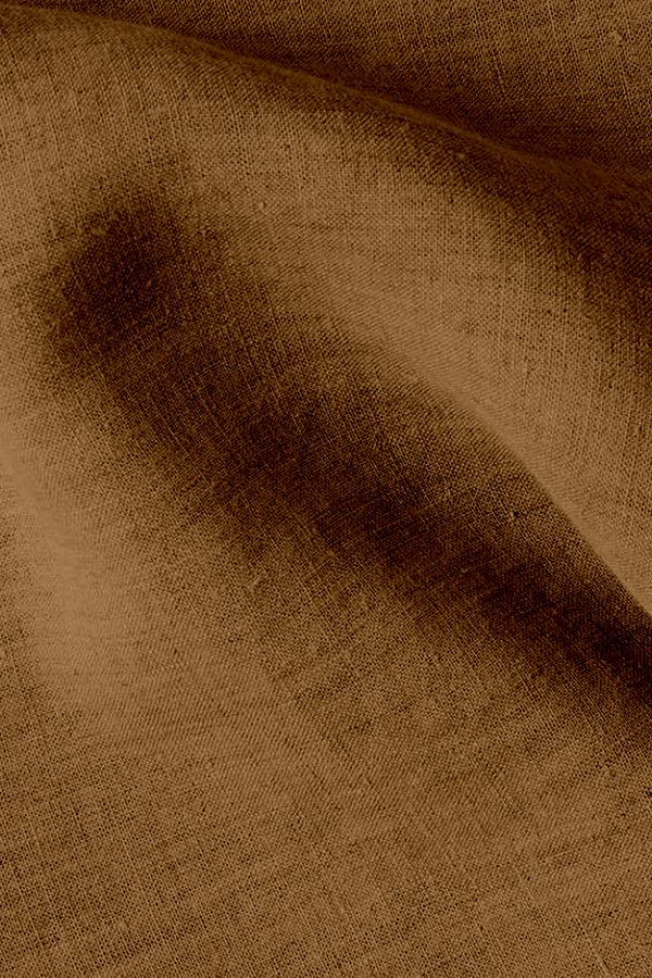close-up of retro monochrome linen fabric texture in brown shade