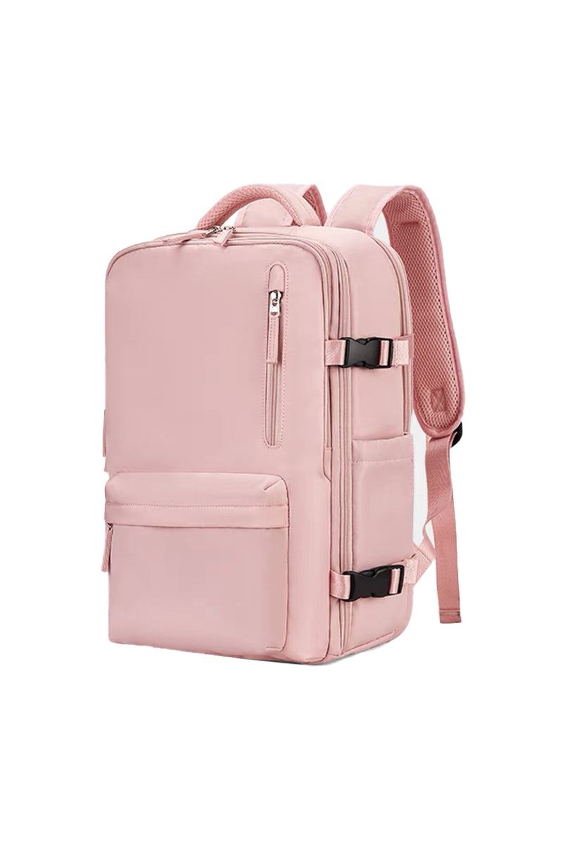 Chic Wanderlust Waterproof Backpack in pink with multiple compartments and ergonomic padded straps
