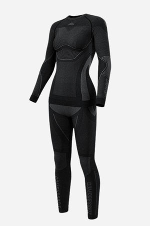 AeroTherm Breathable Warmth black seamless thermal insulation set with long sleeves and leggings for lightweight winter warmth