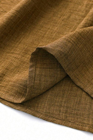 Close-up view of lightweight brown fabric for high waist wide leg pants