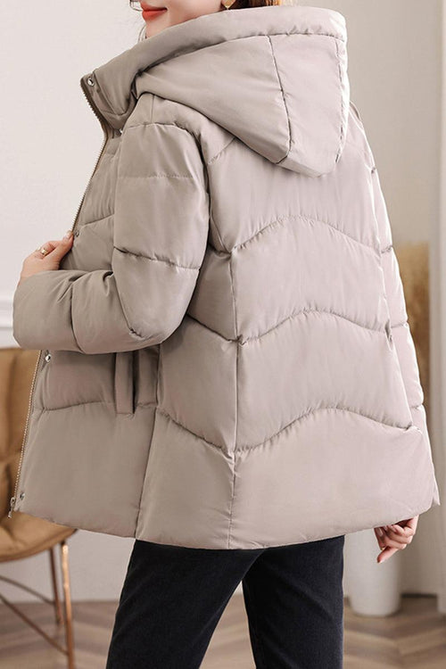 Lightweight mid-length Everyday Warmth Coat with hood and insulated 5-layer thermal fabric for cold weather protection