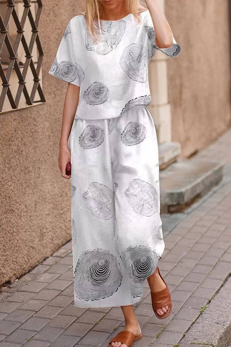 Lightweight Breezy Meadow two-piece set with relaxed fit and wide-leg trousers