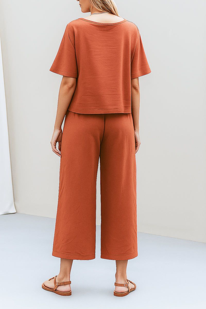 Lightweight Breezy Meadow Two-Piece Set with relaxed fit and natural crumpled texture