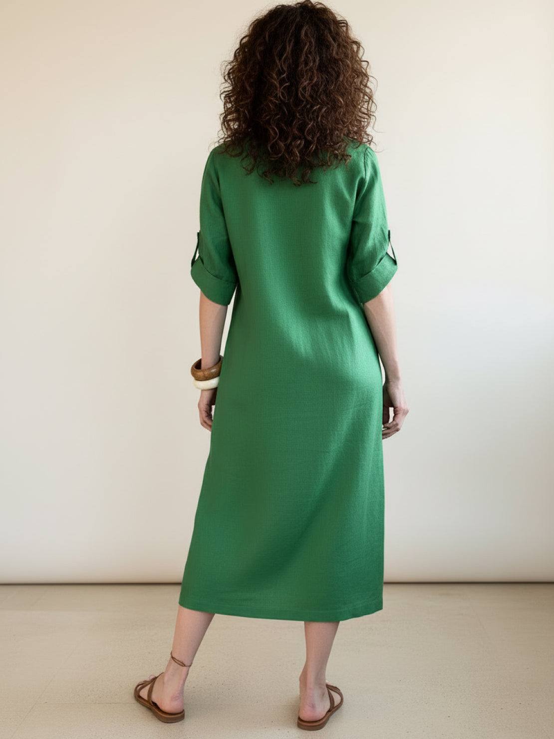 White Pure Cotton Elegance dress with soft linen-like texture on hanger