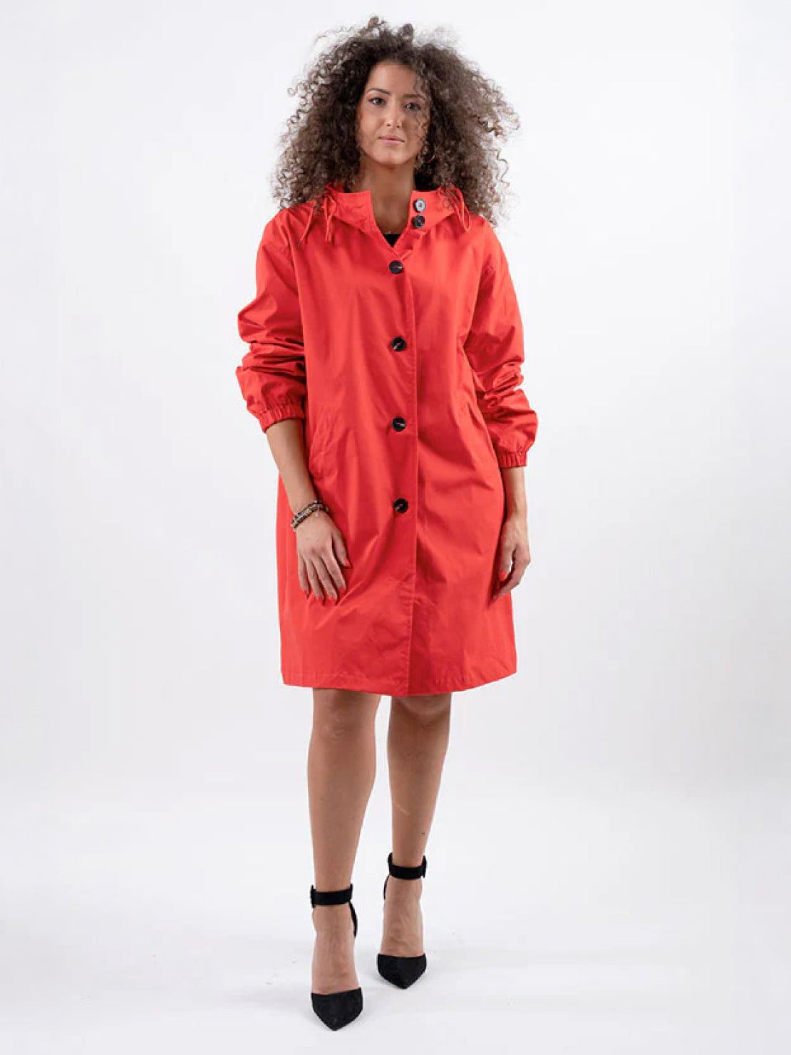 water-resistant oversized windbreaker rain jacket with hood and multiple pockets