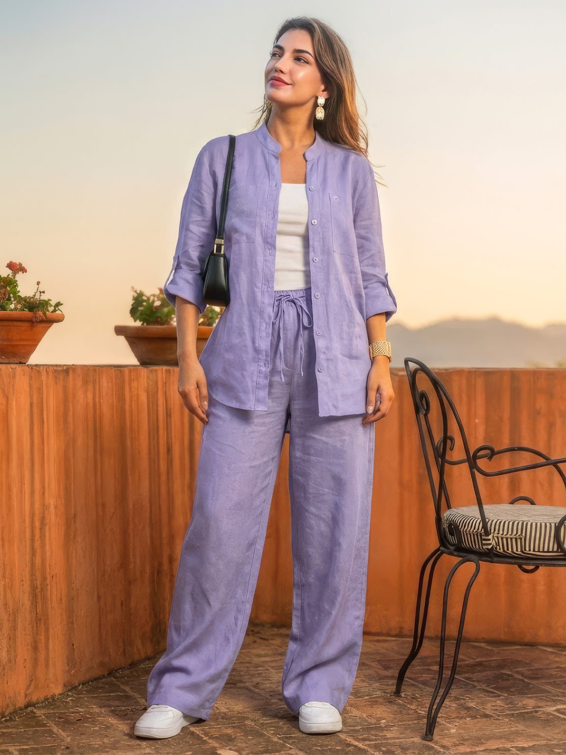 100% cotton double comfort set for women in multiple colors with relaxed fit two-piece design