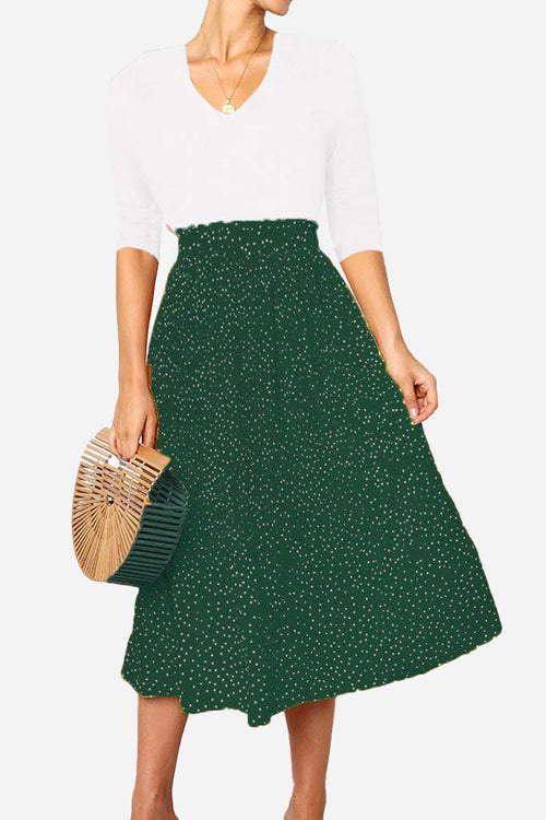 Effortlessly Chic Polka Dot Pleated Skirt Set