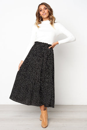 Effortlessly Chic Polka Dot Pleated Skirt Set