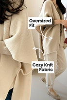 Relaxed flowy open front knitwear cardigan with oversized fit and cozy knit fabric in beige.