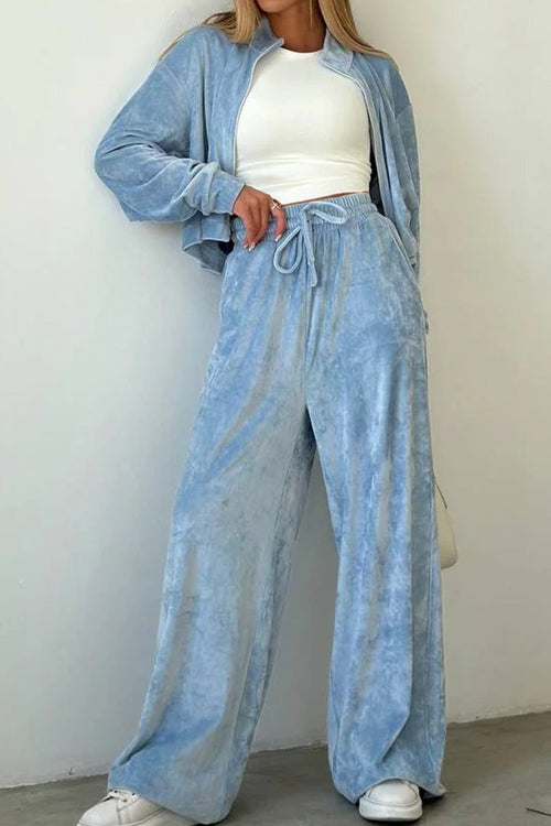 Zip Up + Wide Leg Pants Leisure Two-Piece Co-ord