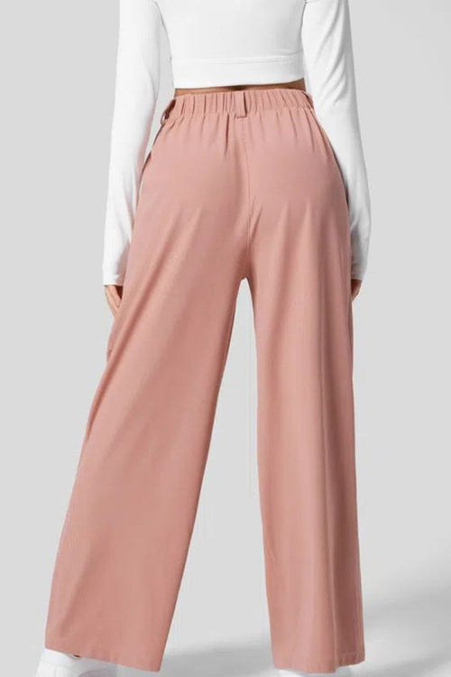 High-Waisted Plicated Wide Leg Waffle Pants