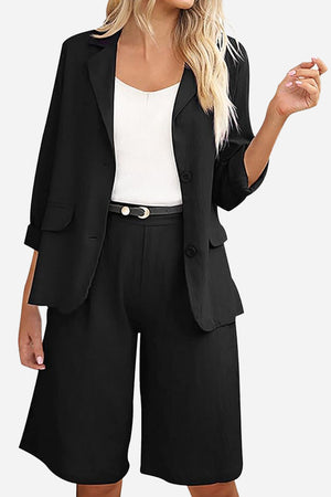 Blazer and High-Waisted Shorts Two-Piece Set