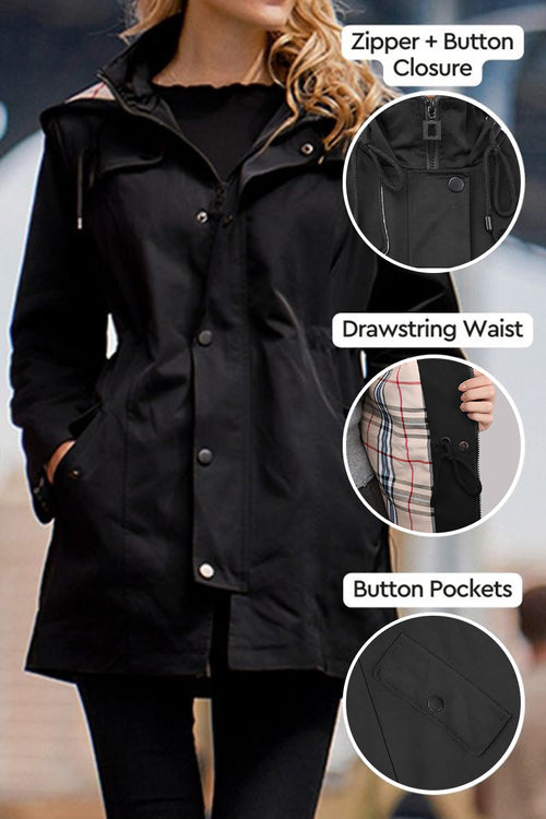 Elegant Plaid Raincoat Windbreaker