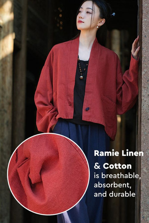 One Size Fits All Ramie Linen and Cotton Cardigan