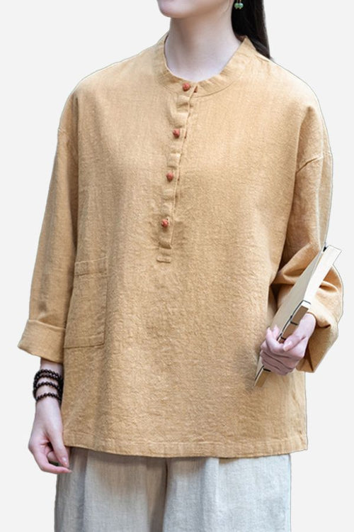 One Size Fits All Ramie Linen & Cotton Blouse