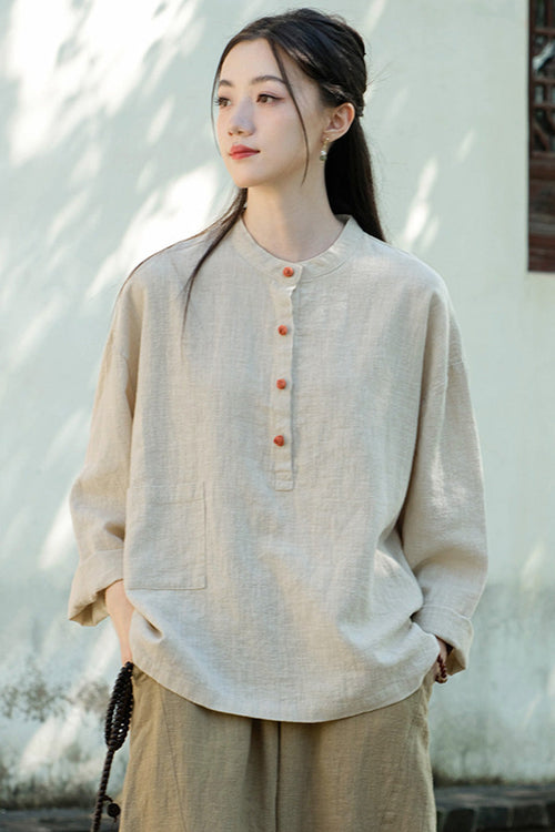 One Size Fits All Ramie Linen & Cotton Blouse