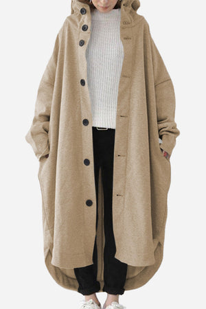 Oversized Everyday Buttoned Hooded Coat