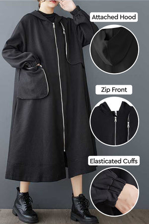 One Size Fits All ZipLine Oversized Long Coat