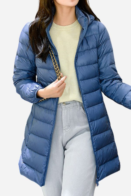 Lightweight Water-Resistant Hooded Puffer Coat