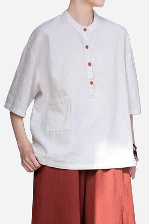 One Size Fits All Ramie Linen and Cotton Shirt