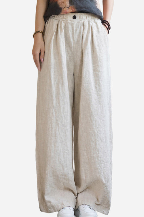 Sandwashed Ramie Linen Pants with Plush Lining