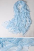 Light blue 100% cashmere featherlight luxury scarf, soft and lightweight wrap for all seasons