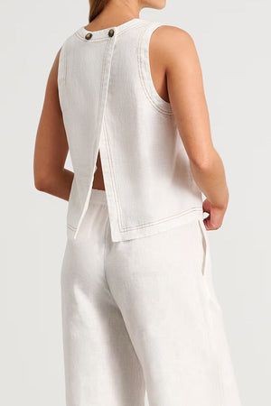 Cotton-Linen Relaxed Back-Slit Two-Piece Set