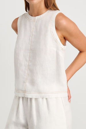 Cotton-Linen Relaxed Back-Slit Two-Piece Set