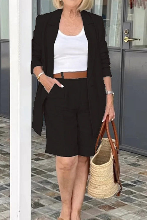 Stylish Blazer & Shorts Two-Piece Set