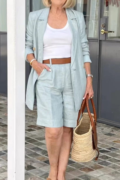 Stylish Blazer & Shorts Two-Piece Set