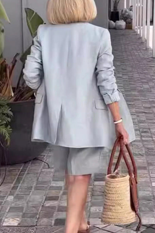 Stylish Blazer & Shorts Two-Piece Set