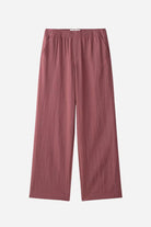 Dusty rose wide-leg pants from Mix-Match Lounge-to-Travel Set with comfortable fit and wrinkle-resistant fabric