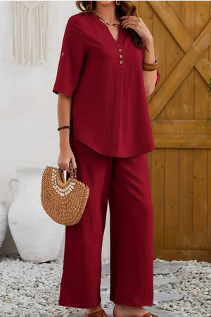 Travel-Ready & Wrinkle-Free Wide Leg & Top Set