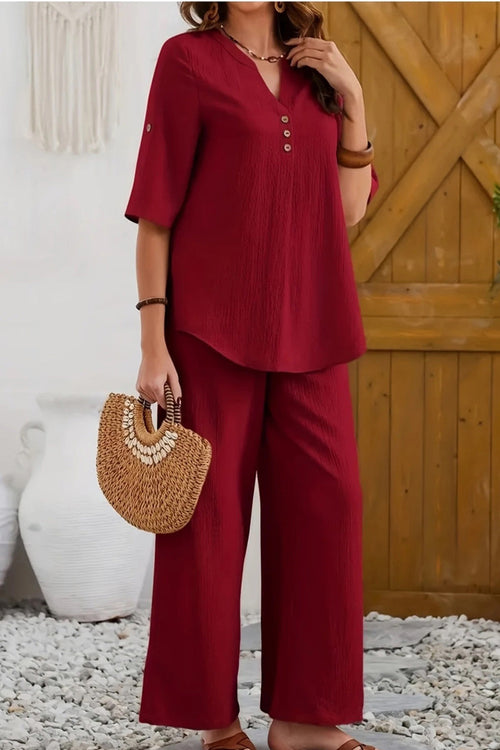 Travel-Ready & Wrinkle-Free Wide Leg & Top Set
