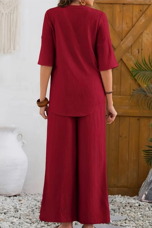 Travel-Ready & Wrinkle-Free Wide Leg & Top Set