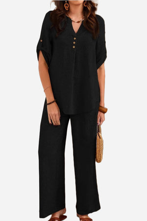 Travel-Ready & Wrinkle-Free Wide Leg & Top Set