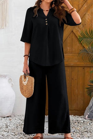 Travel-Ready & Wrinkle-Free Wide Leg & Top Set
