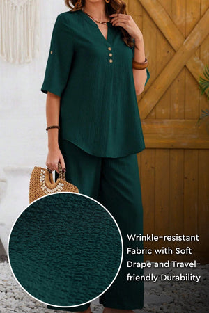 Travel-Ready & Wrinkle-Free Wide Leg & Top Set
