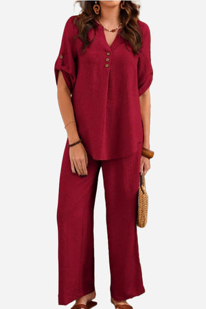Travel-Ready & Wrinkle-Free Wide Leg & Top Set