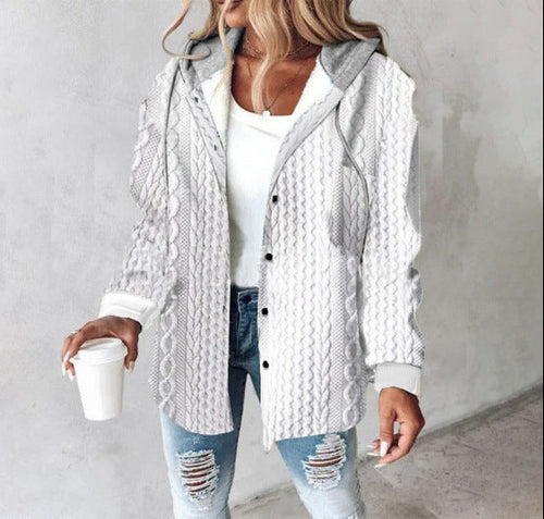 Highland Plaid Shacket women's relaxed fit hooded plaid jacket with button-front and fleece lining
