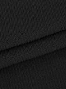 Close-up of black waffle-knit fabric texture for waffle-knit two-piece set