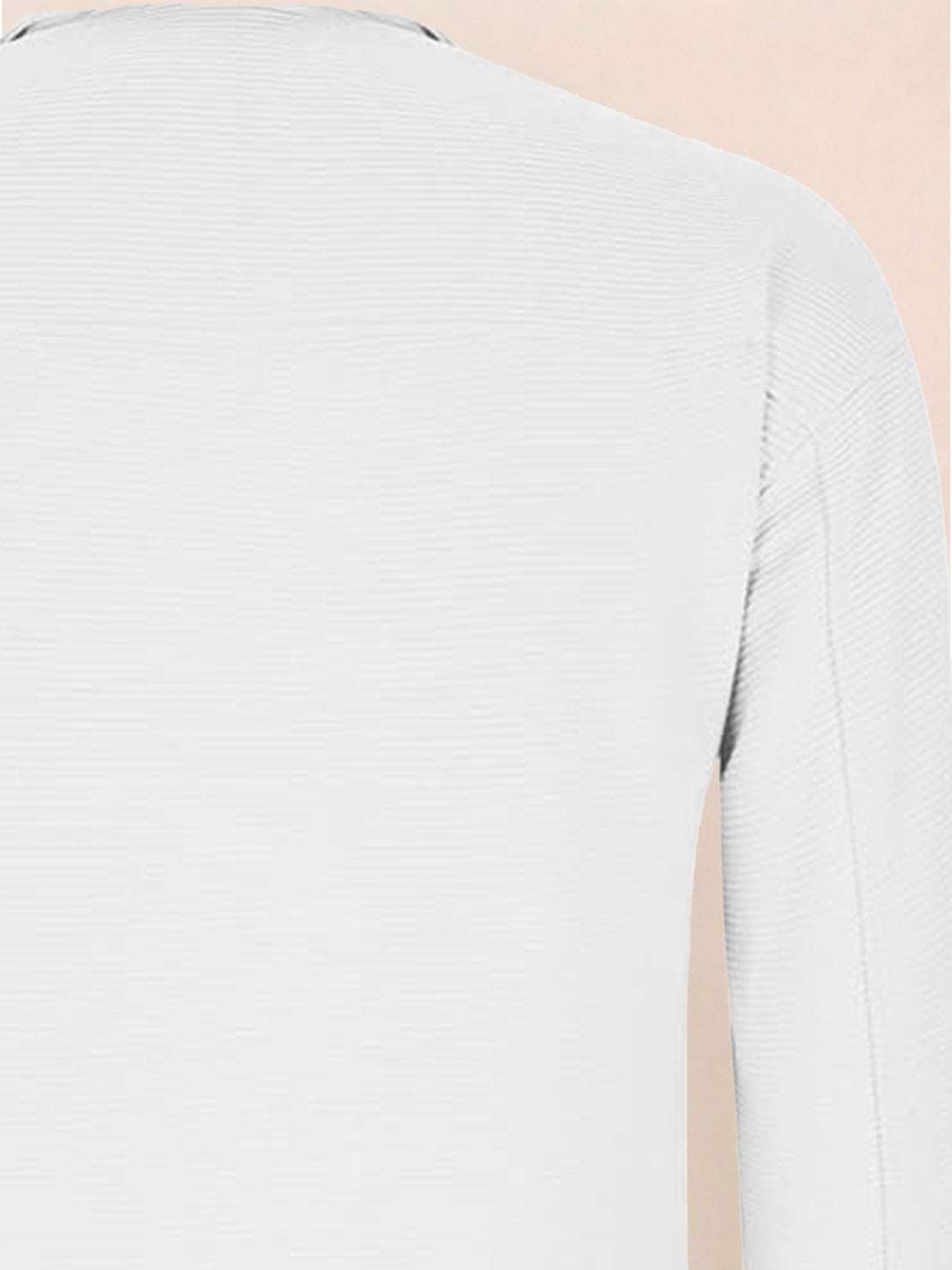 Half-zip waffle pullover with fold-over collar and kangaroo pocket in neutral tones