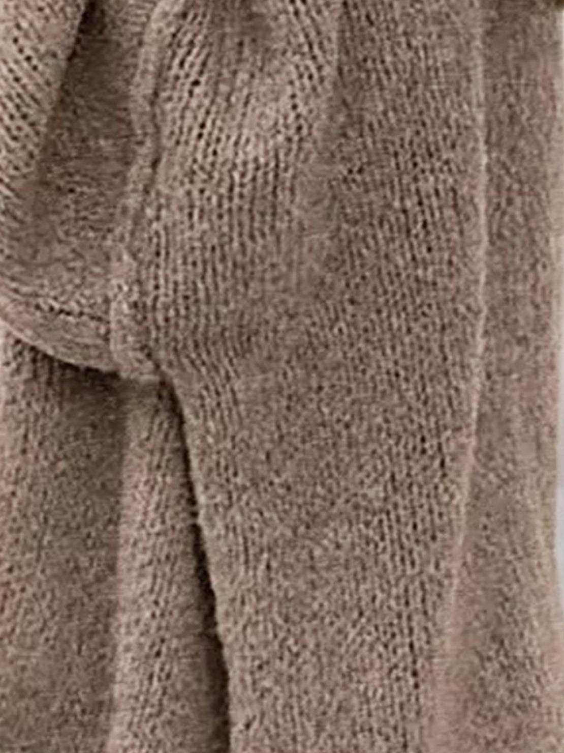 Oversized button-front knit cardigan with balloon sleeves and gold-tone buttons