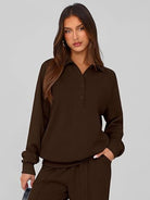 Wrinkle-free casual polo set with structured two-piece loungewear style and breathable fabric