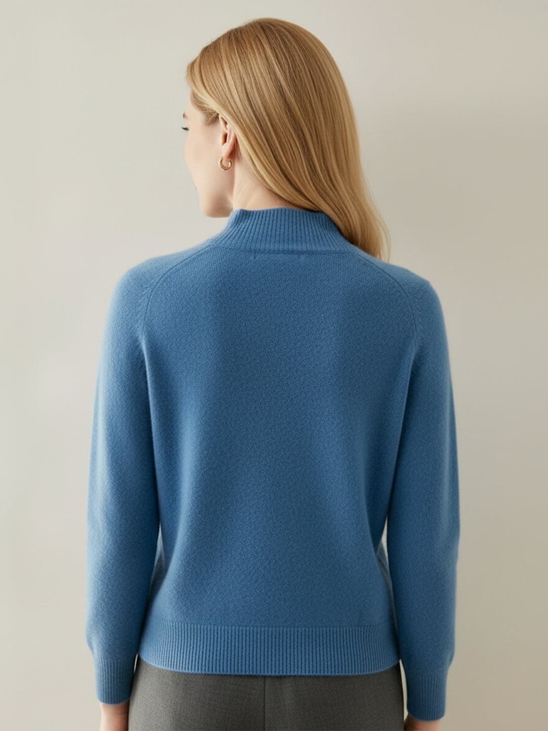 Lightweight 100% Italian cashmere sweater with mock-neck and regular fit for elegant, comfortable wear