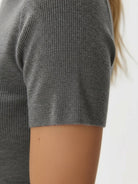 Slim fit 100% Merino Wool short-sleeve mock neck tee in neutral color