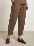 100% cotton artisan two-piece set with relaxed oversized shirt and wide-leg cropped pants