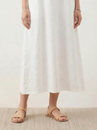 Lightweight cotton linen sleeveless maxi dress with round neckline and loose ankle-length fit