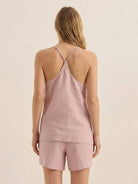 Linen-Lyocell cami set with boxy camisole and relaxed mid-thigh shorts