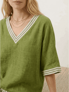 Striped wide-leg co-ord set with oversized top and palazzo pants with elastic waist and contrast stripe trim